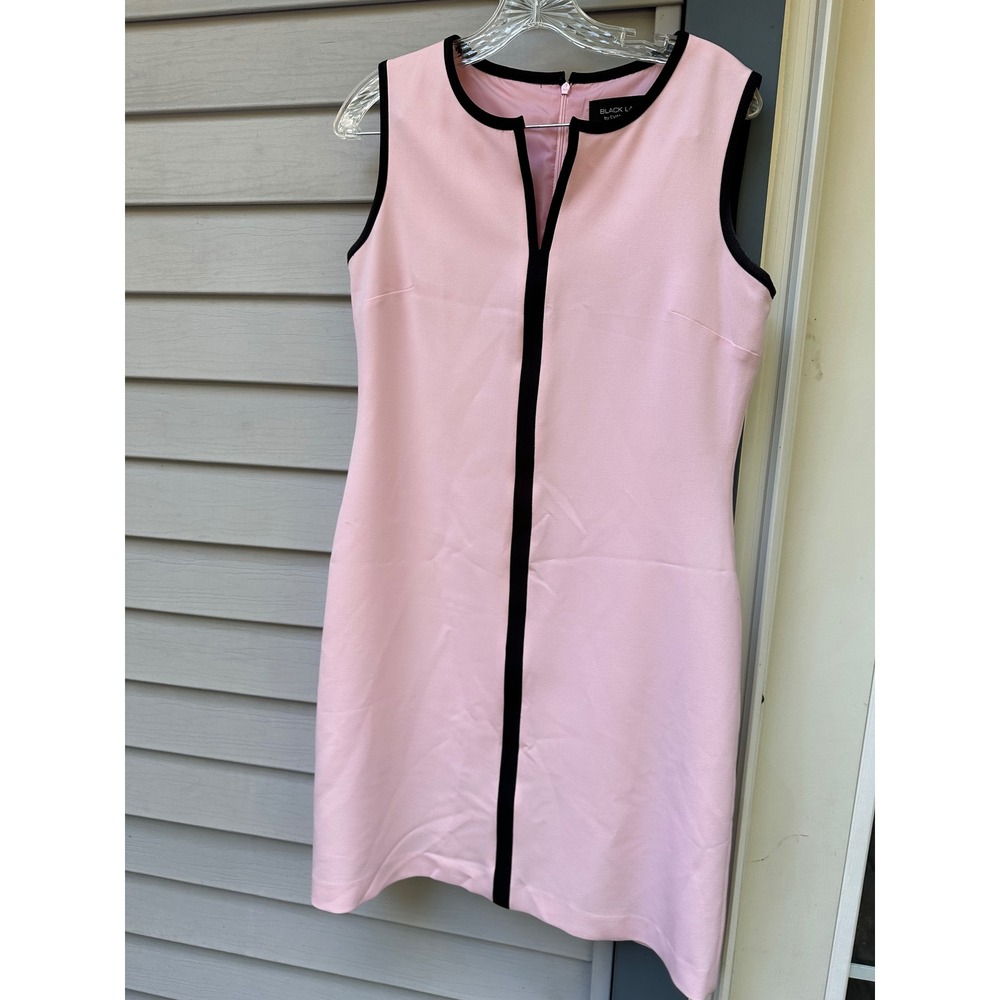 Black Label by Evan Picone Pink Sleeveless Shift‎ Dress Black Trim 576M31A9549